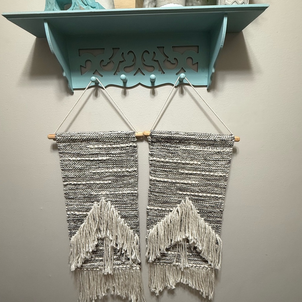Set of 2 woven Wall Hanging with Fringe